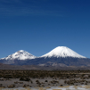 Parinacota and Pomerape volcanoes from the Road 11 (Parque Nacional Lauca)
